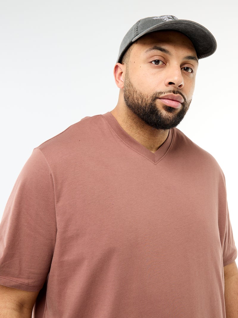 T-shirt en maille jersey à manches courtes Marron - Kiabi