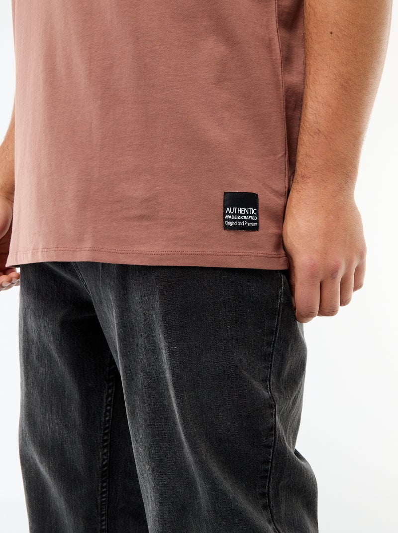 T-shirt en maille jersey à manches courtes Marron - Kiabi