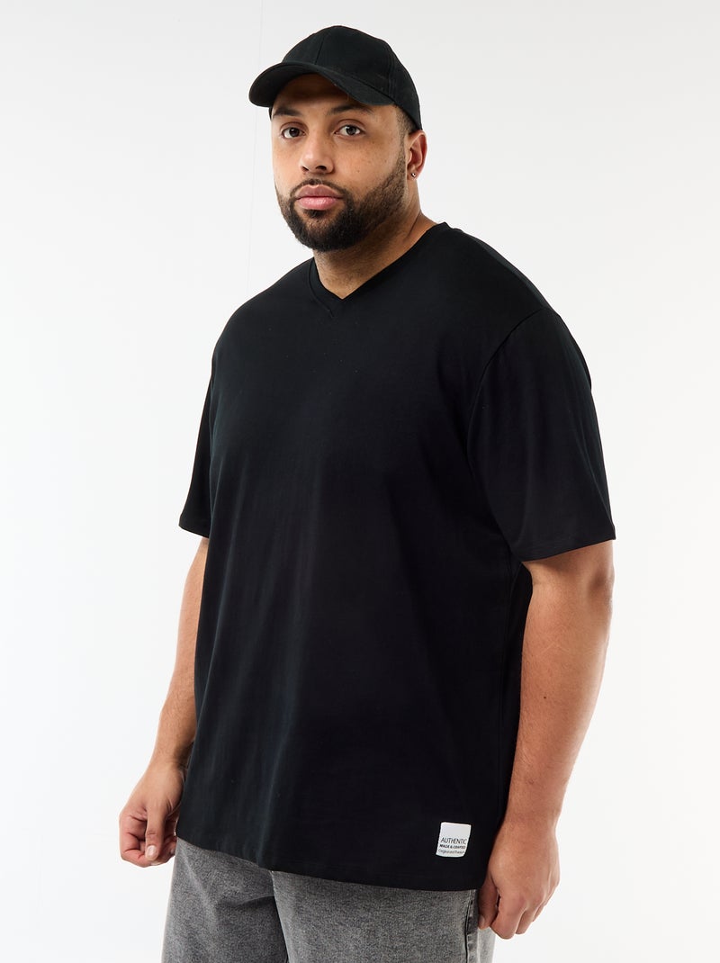 T-shirt en maille jersey à manches courtes Noir - Kiabi