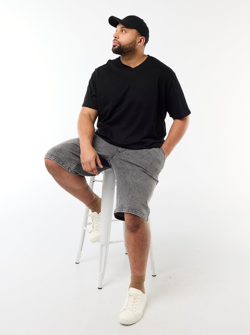 T-shirt en maille jersey à manches courtes Noir - Kiabi