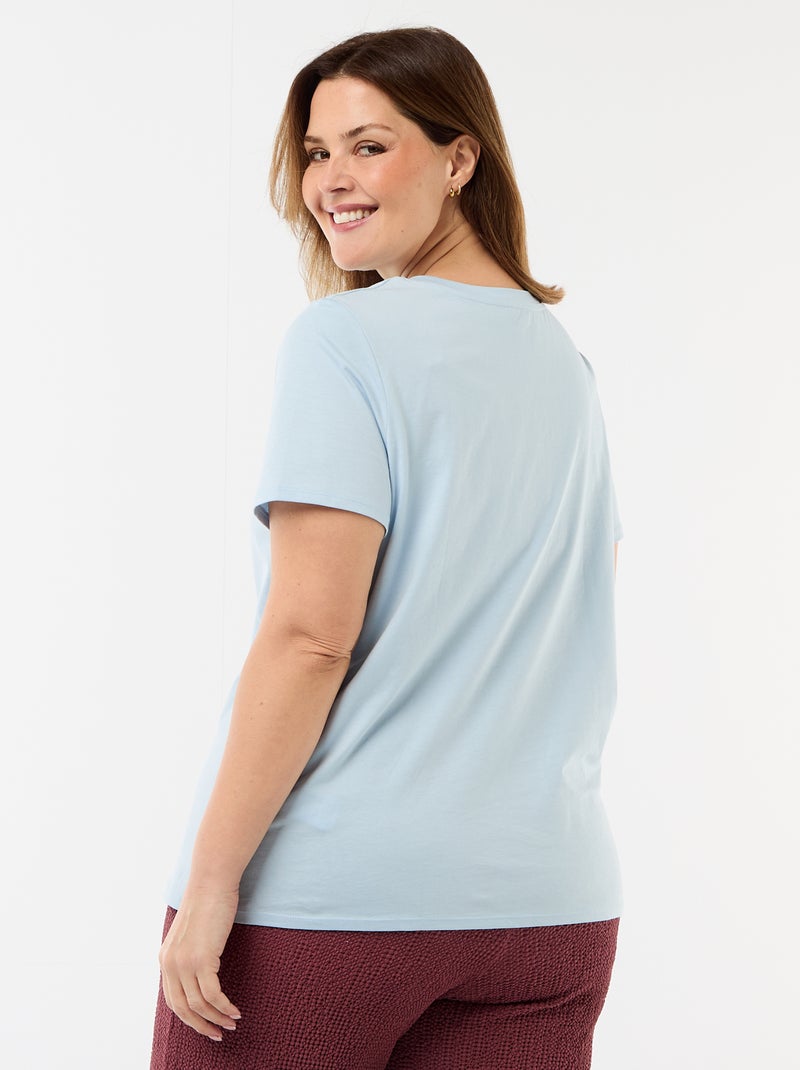 T-shirt en maille jersey manches courtes Bleu - Kiabi