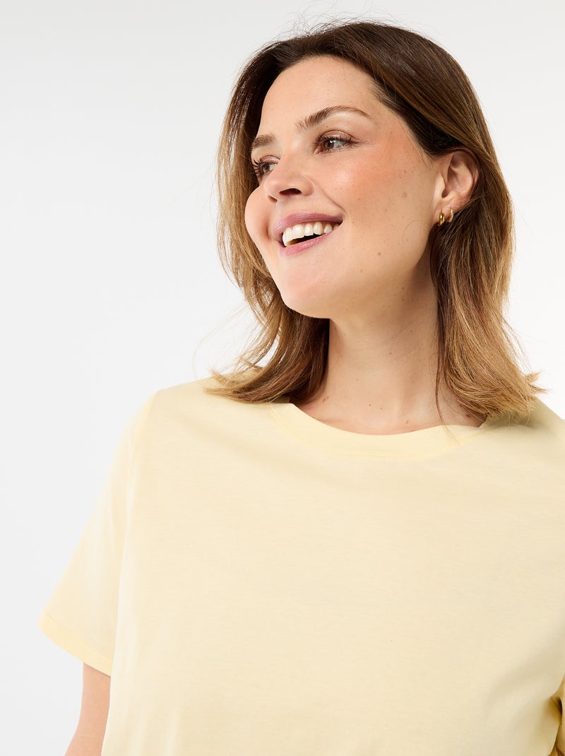 T-shirt en maille jersey manches courtes Jaune - Kiabi