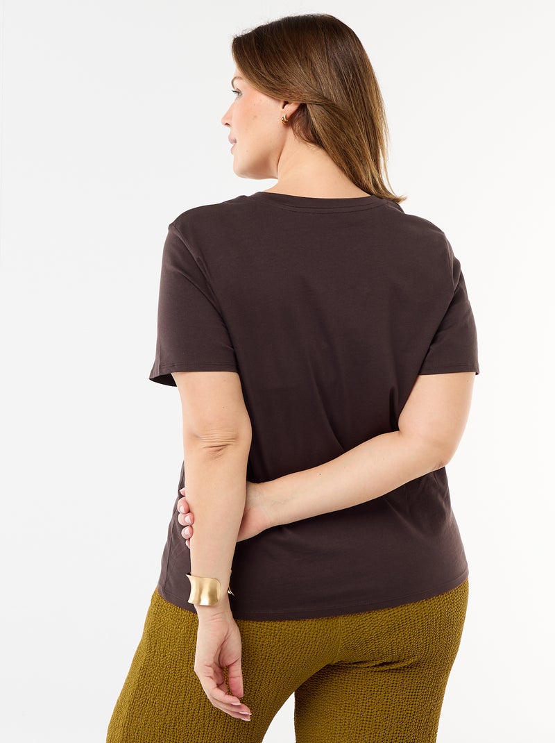 T-shirt en maille jersey manches courtes Marron - Kiabi