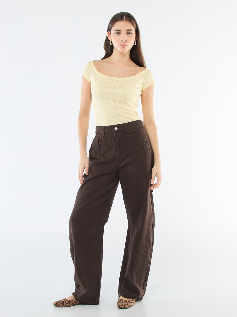 T-shirt en maille pointelle Jaune - Kiabi