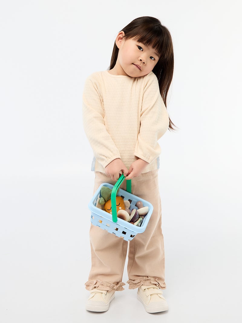 T-shirt en maille rib avec nœuds fantaisie Beige - Kiabi