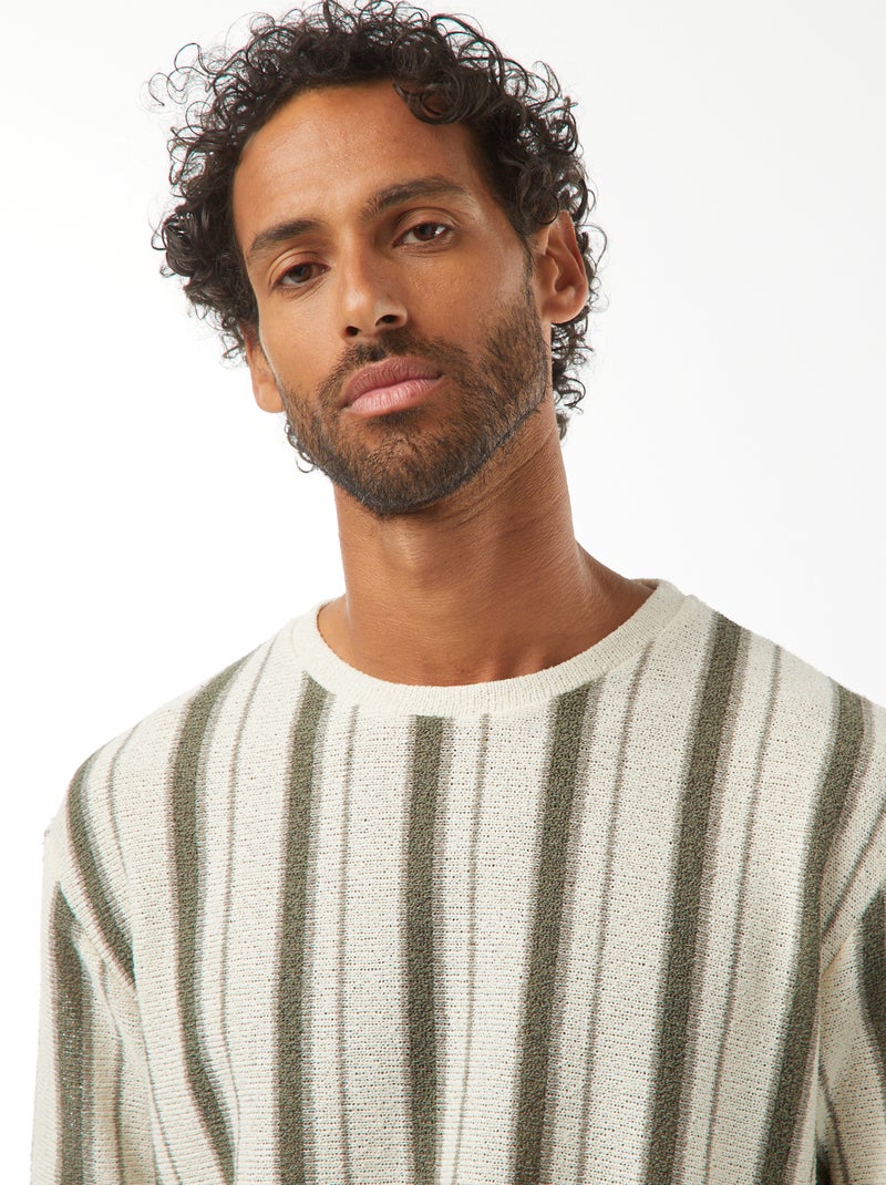 T-shirt en maille tricot à manches courtes Beige - Kiabi