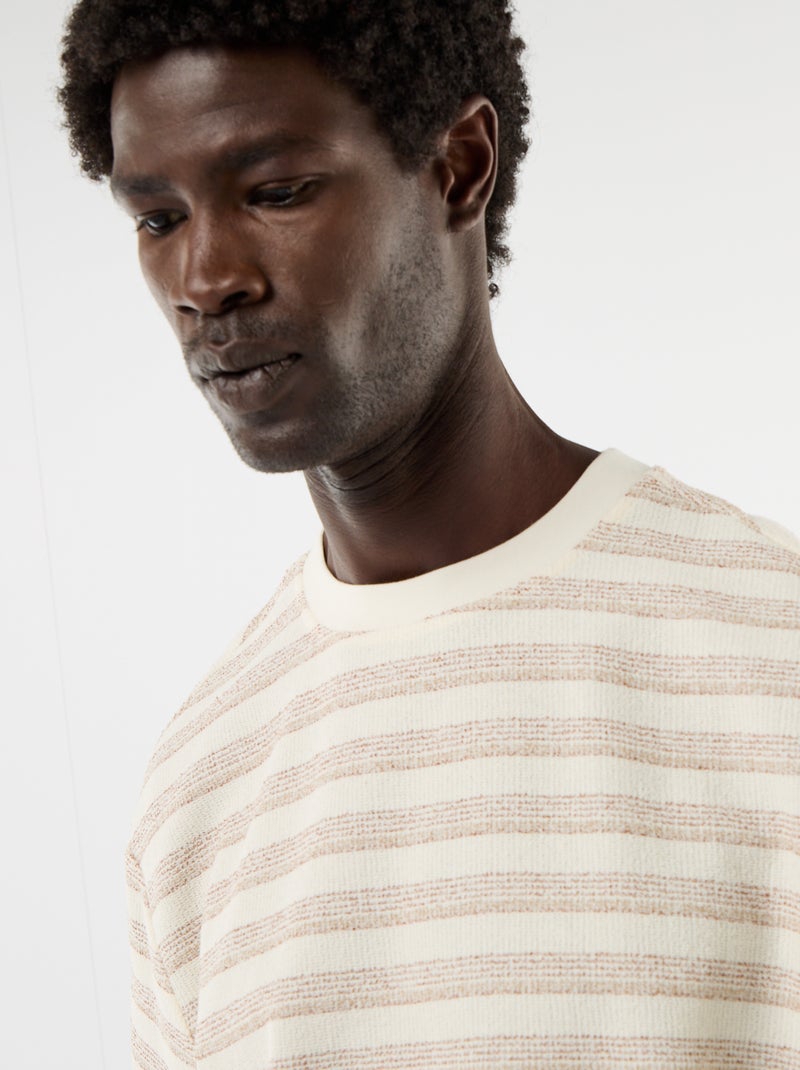 T-shirt en maille tricot à manches courtes Beige - Kiabi