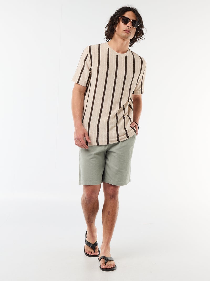 T-shirt en maille tricot à manches courtes Marron - Kiabi