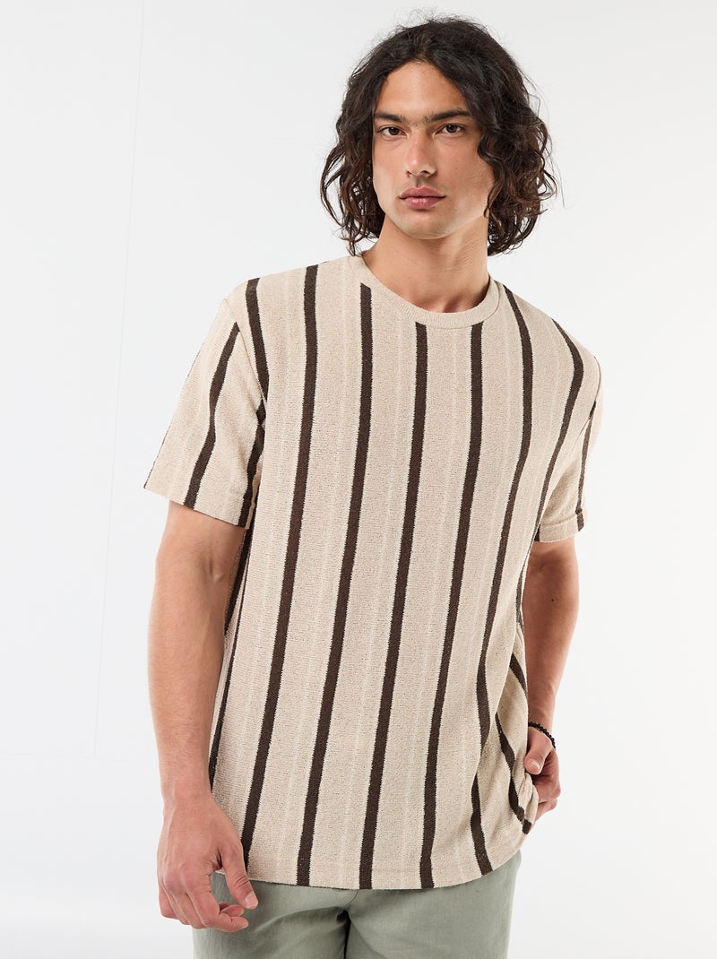 T-shirt en maille tricot à manches courtes Marron - Kiabi