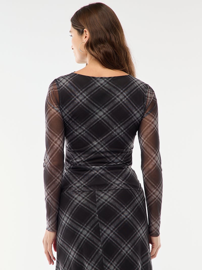 T-shirt en mesh avec fronces Gris - Kiabi