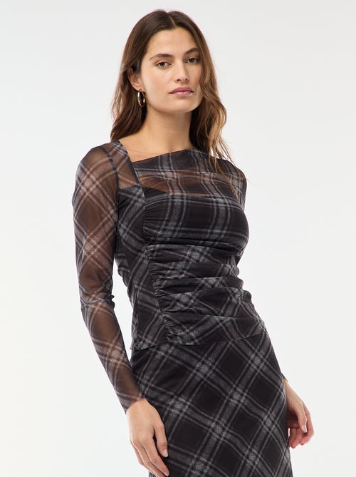 T-shirt en mesh avec fronces - Kiabi