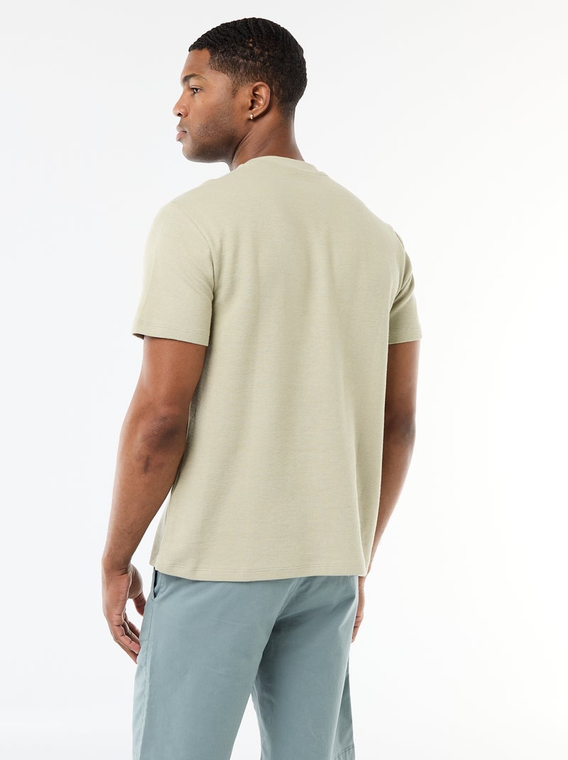 T-shirt en piqué de coton à manches courtes Beige - Kiabi