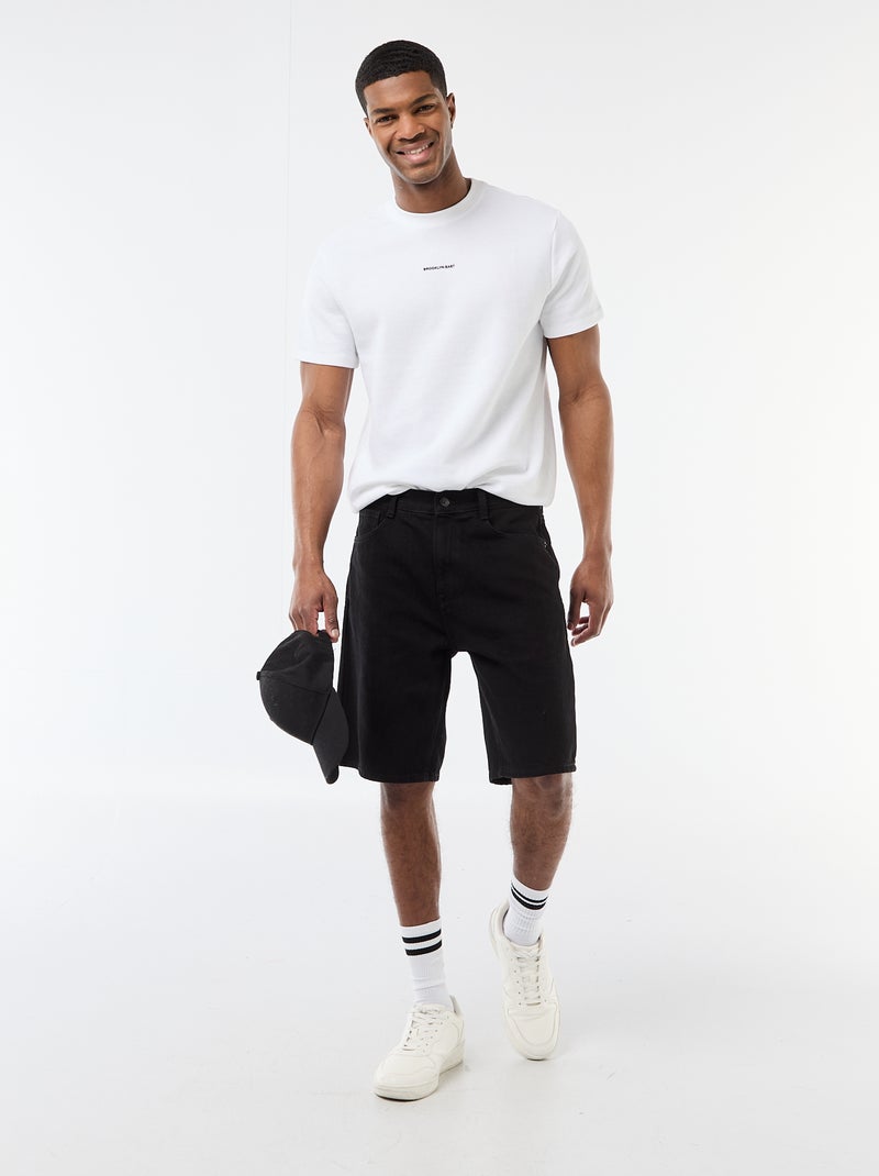 T-shirt en piqué de coton à manches courtes Blanc - Kiabi