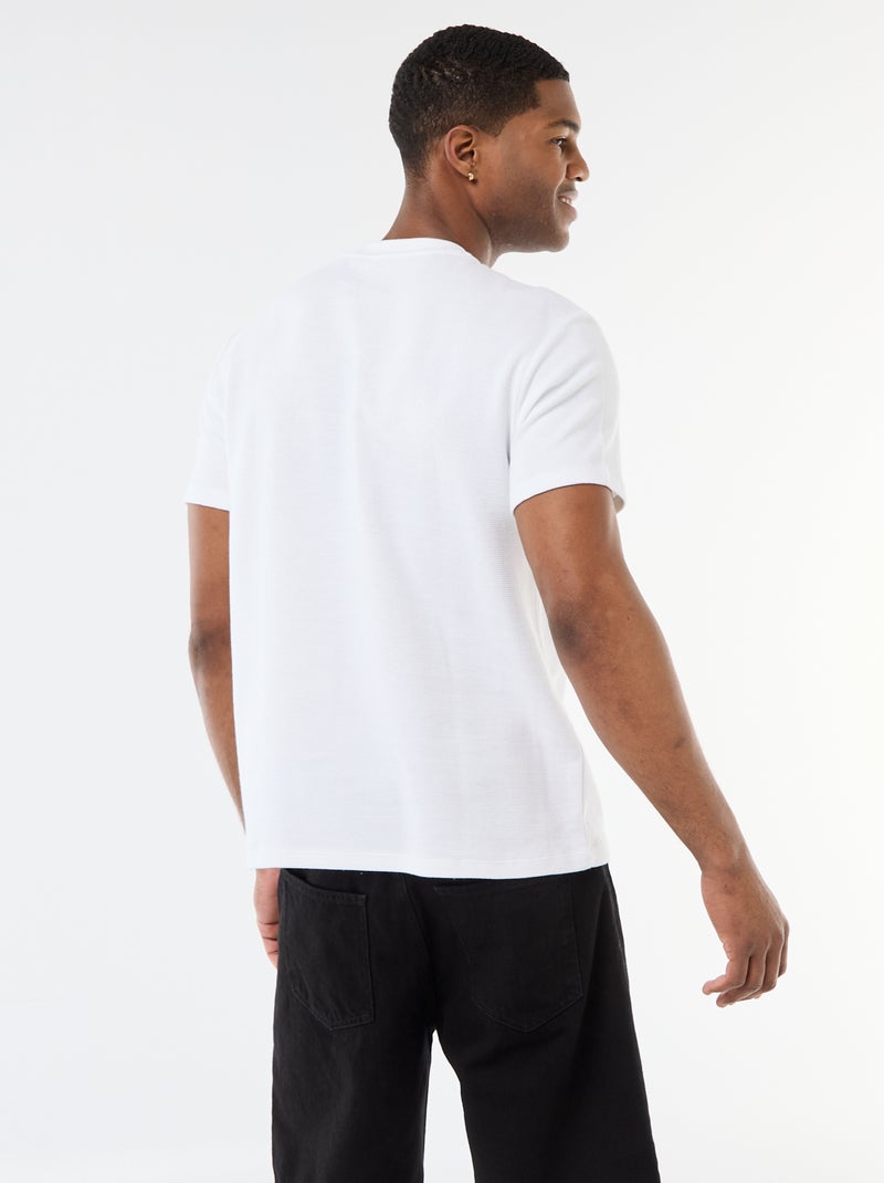 T-shirt en piqué de coton à manches courtes Blanc - Kiabi