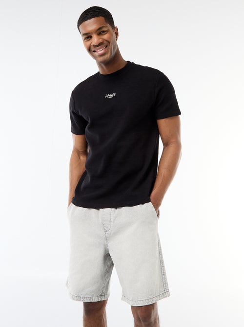 T-shirt en piqué de coton à manches courtes - Kiabi