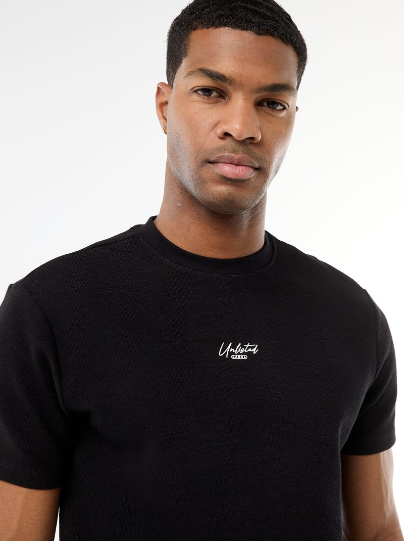 T-shirt en piqué de coton à manches courtes Gris - Kiabi