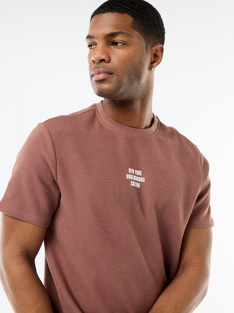 T-shirt en piqué de coton à manches courtes Gris - Kiabi