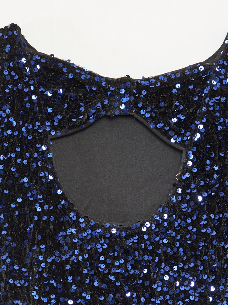 T-shirt en velours sequins Bleu - Kiabi