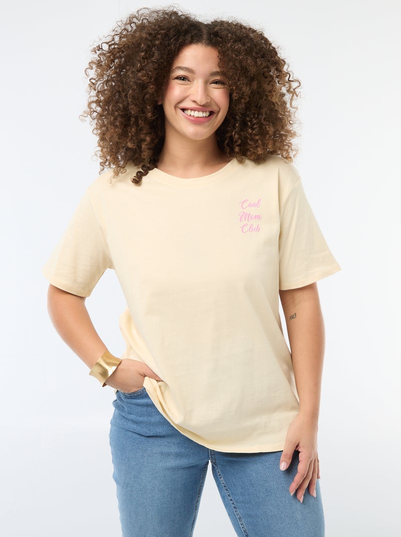 T-shirt 'fête des mères' imprimé manches courtes Jaune - Kiabi