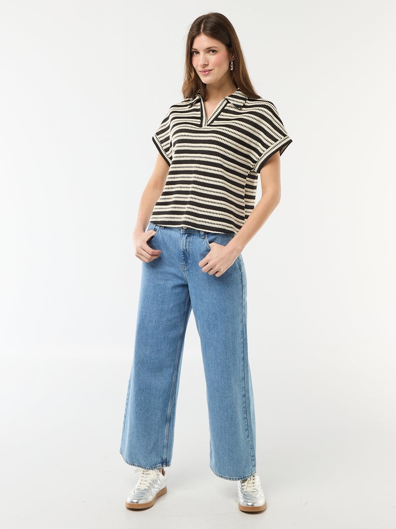 T-shirt forme polo coloré Beige - Kiabi