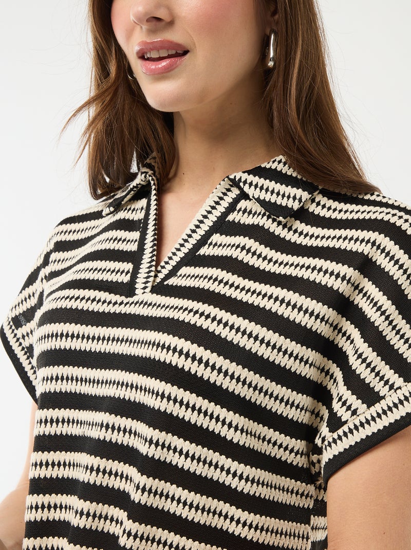 T-shirt forme polo coloré Beige - Kiabi