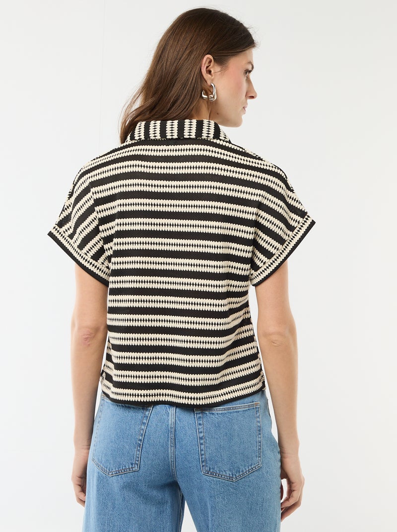 T-shirt forme polo coloré Beige - Kiabi