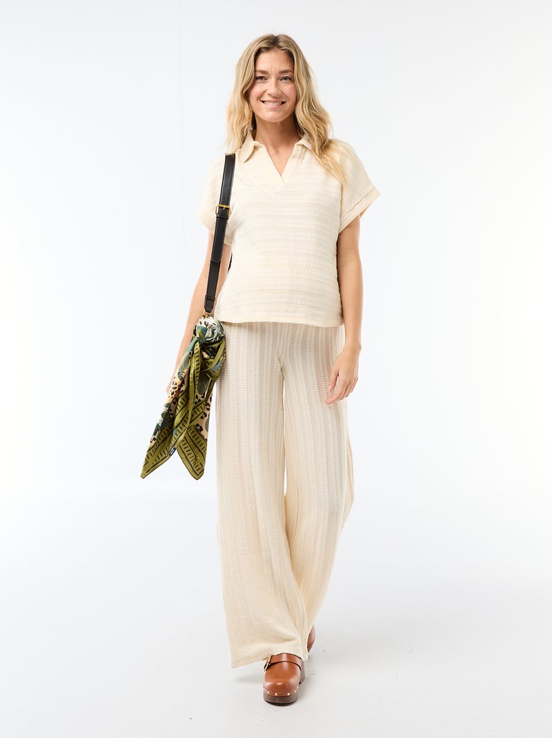 T-shirt forme polo coloré Blanc - Kiabi