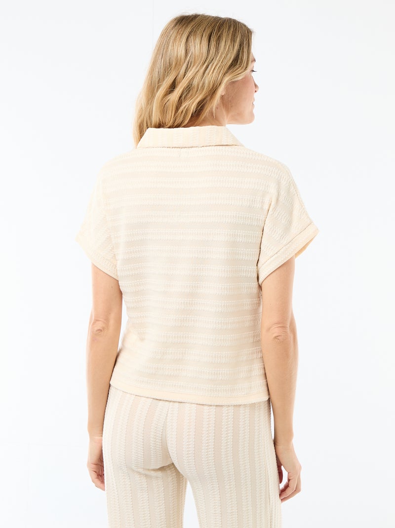 T-shirt forme polo coloré Blanc - Kiabi