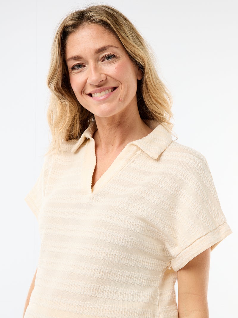 T-shirt forme polo coloré Blanc - Kiabi