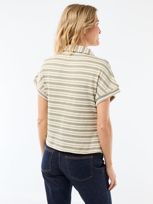 T-shirt forme polo coloré - Kiabi