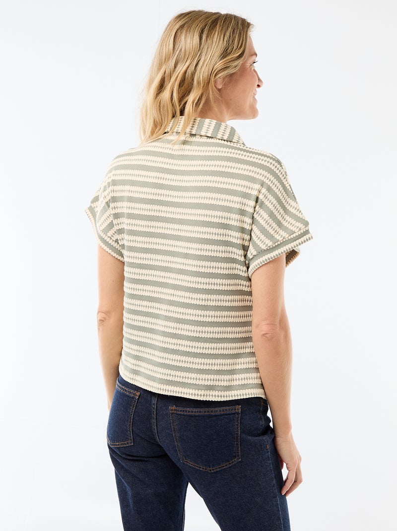 T-shirt forme polo coloré Blanc - Kiabi