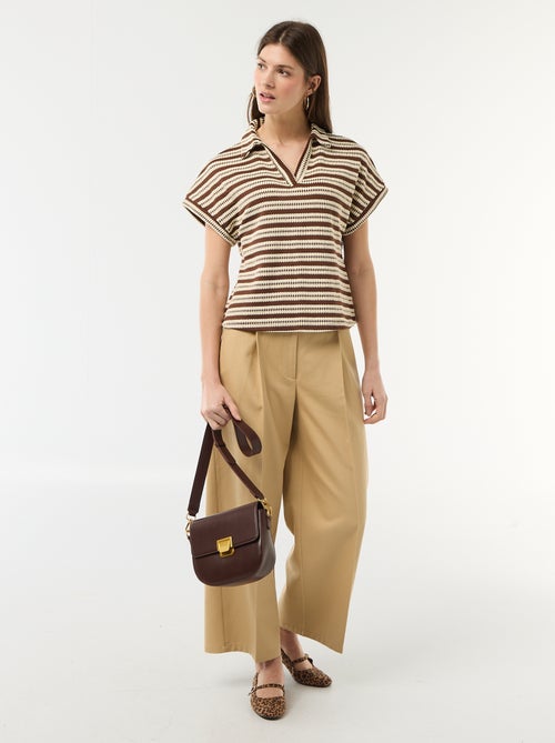 T-shirt forme polo coloré - Kiabi