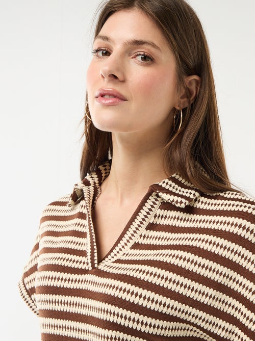 T-shirt forme polo coloré - Kiabi