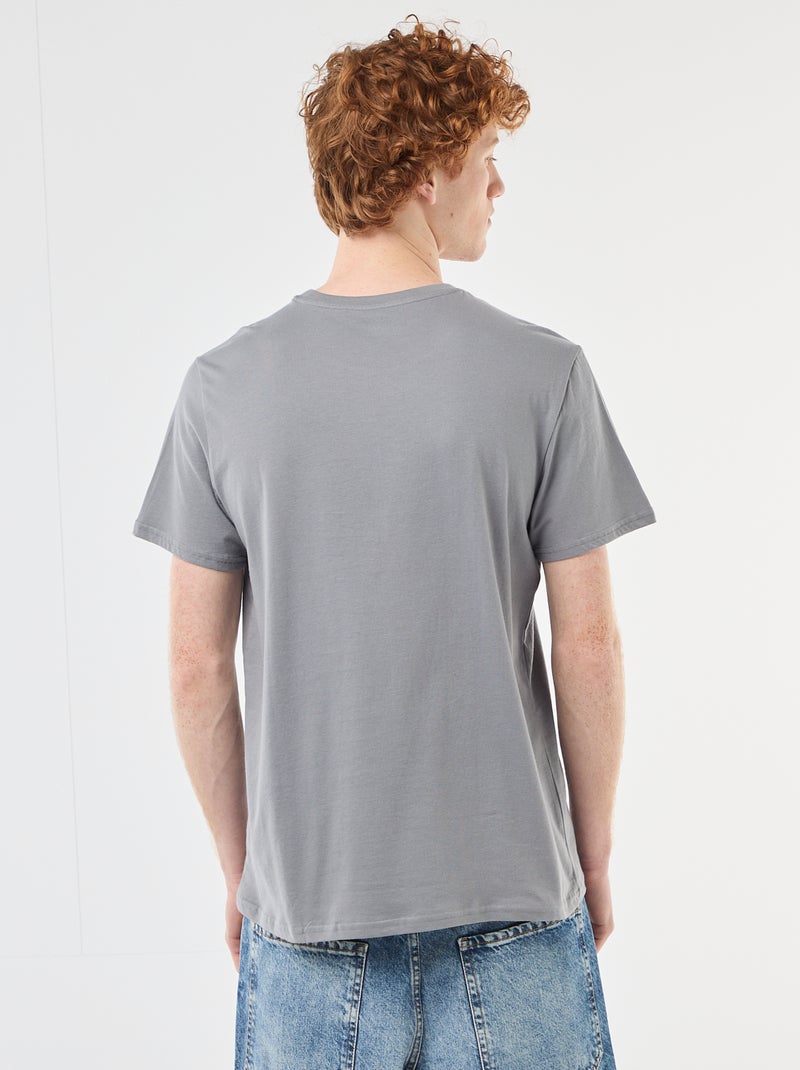 T-shirt girocollo stampato in cotone Grigio - Kiabi