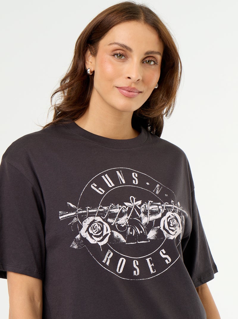 T-shirt 'Guns N'Roses' a maniche corte stampato fronte/retro Nero - Kiabi
