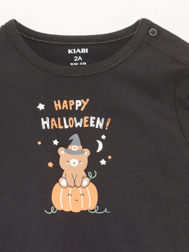 T-shirt 'Halloween' manches longues Gris - Kiabi