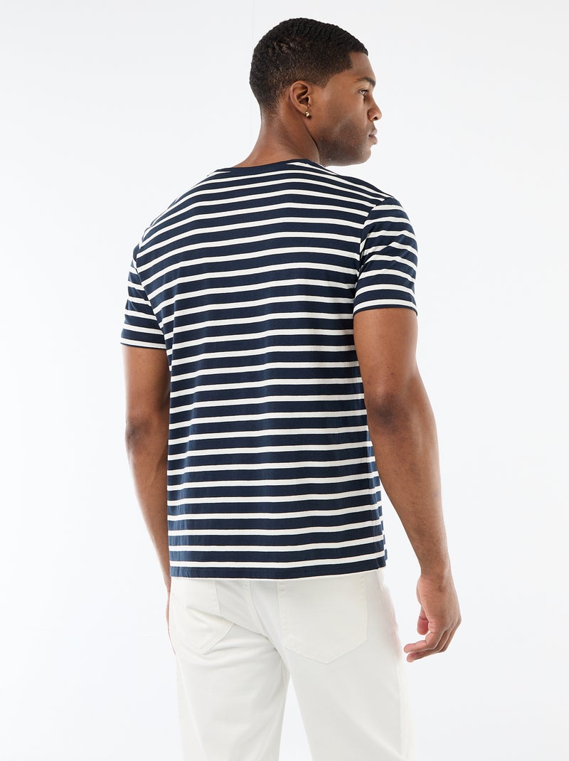 T-shirt homme en coton à col rond Bleu - Kiabi