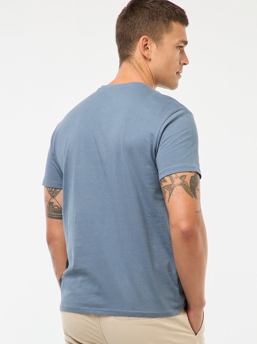 T-shirt homme en coton à col rond, coupe droite - Kiabi