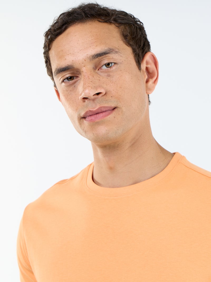 T-shirt homme en coton à col rond coupe regular Orange - Kiabi