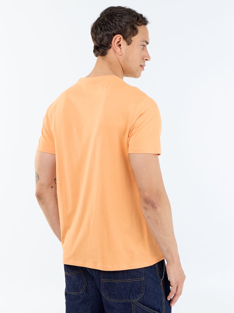 T-shirt homme en coton à col rond coupe regular Orange - Kiabi