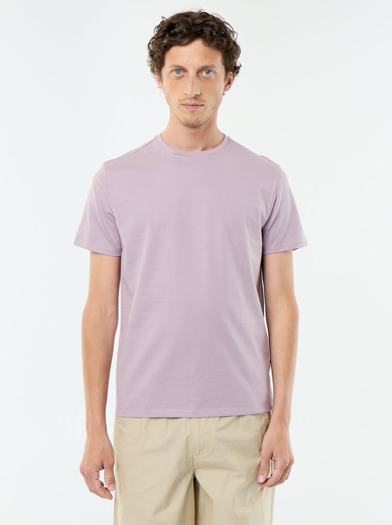 T-shirt homme en coton à col rond Rose - Kiabi