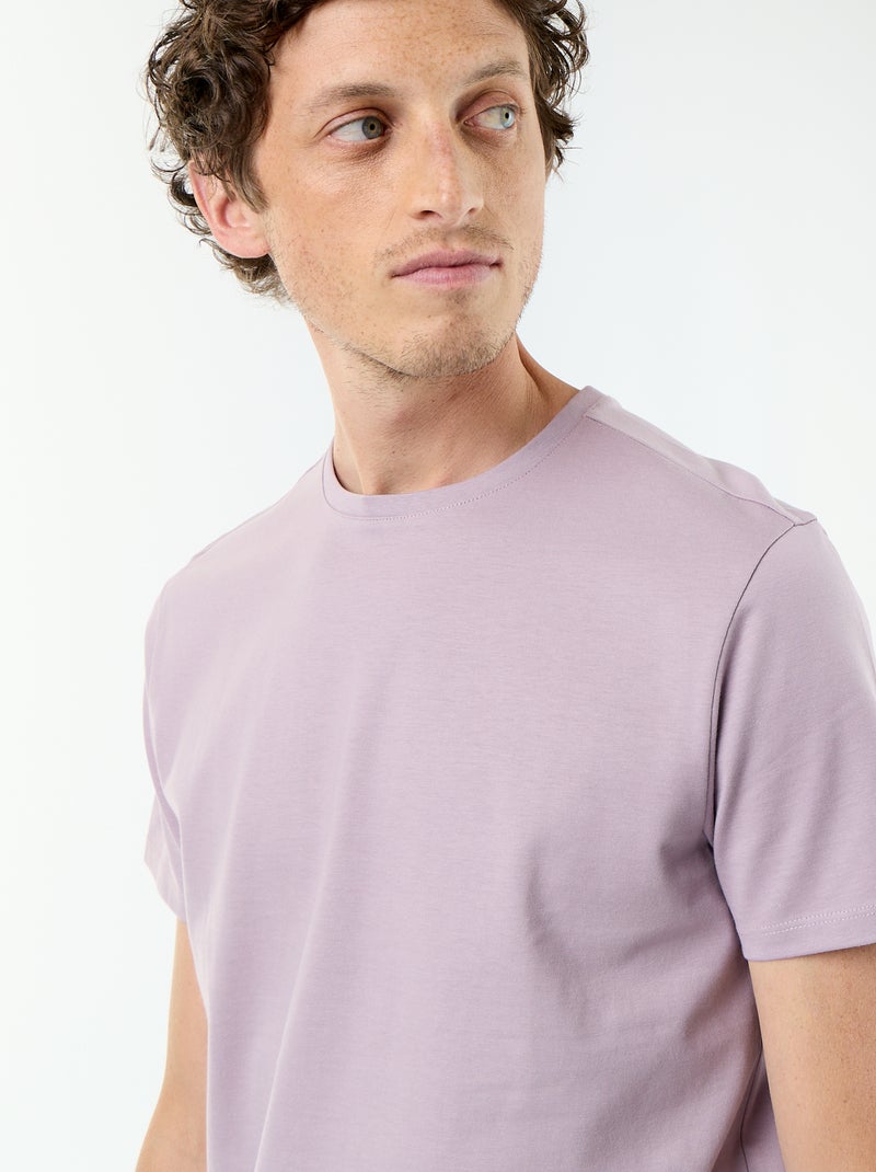 T-shirt homme en coton à col rond Rose - Kiabi