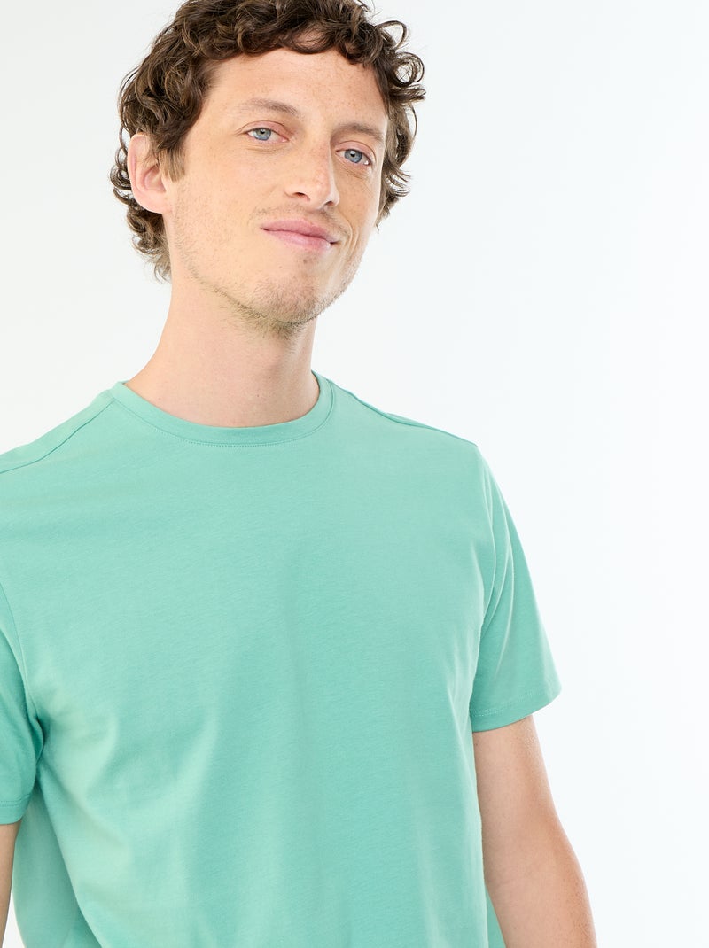T-shirt Homme en coton à col rond Vert - Kiabi