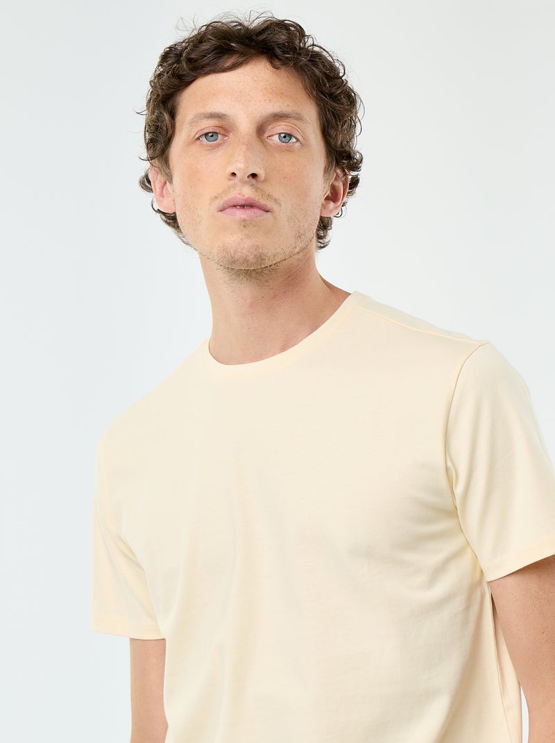 T-shirt homme en coton à manches courtes coupe regular Jaune - Kiabi