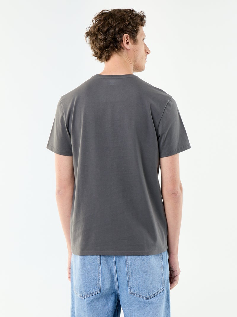 T-shirt homme en coton biologique col rond coupe regular Gris - Kiabi