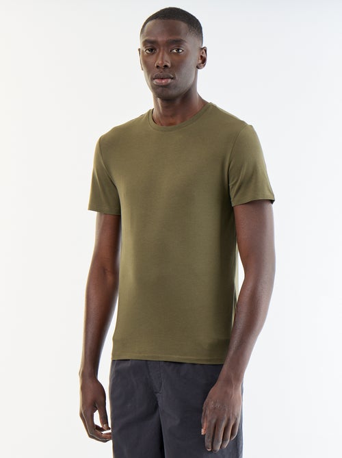 T-shirt homme en coton uni à col rond - Kiabi