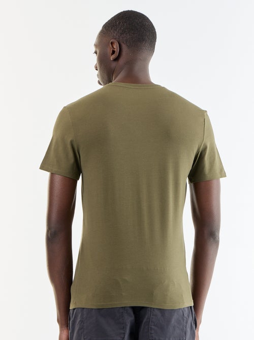 T-shirt homme en coton uni à col rond - Kiabi