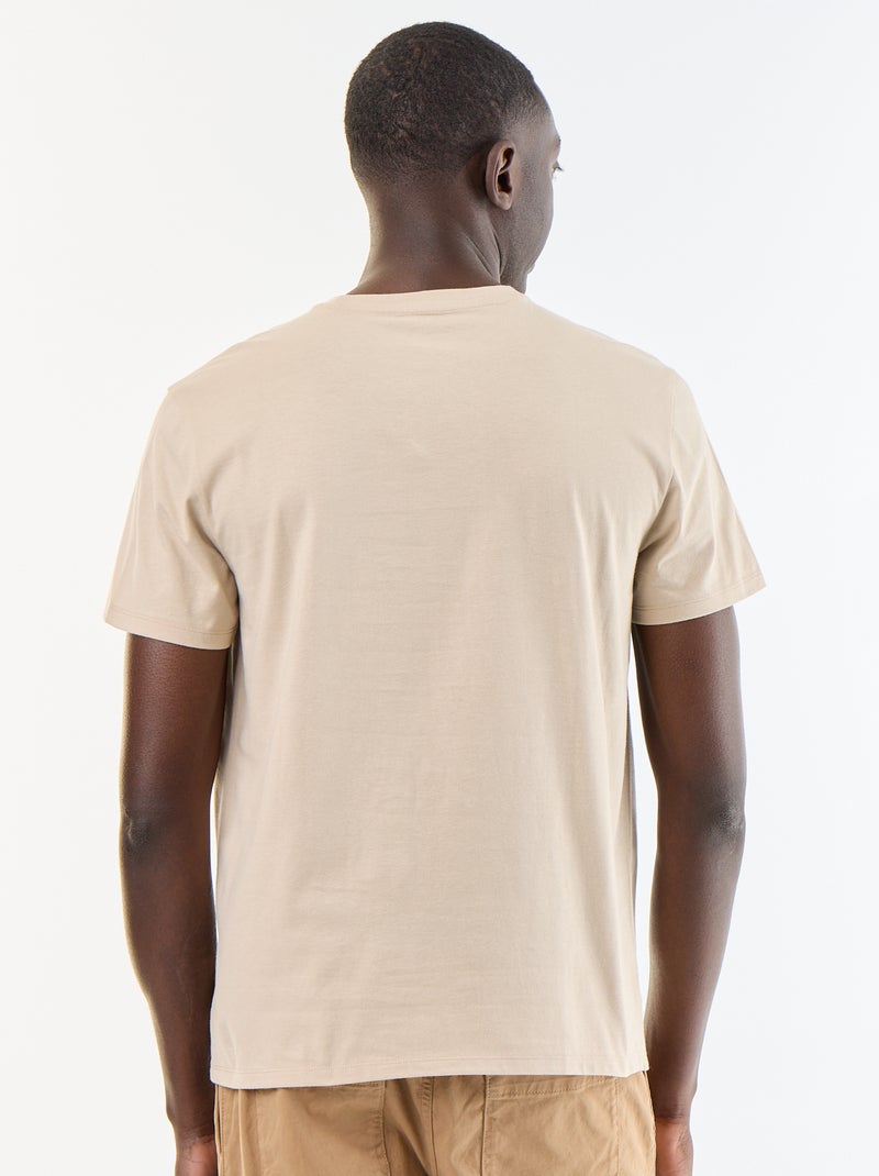 T-shirt homme en jersey de coton uni à col rond Beige - Kiabi