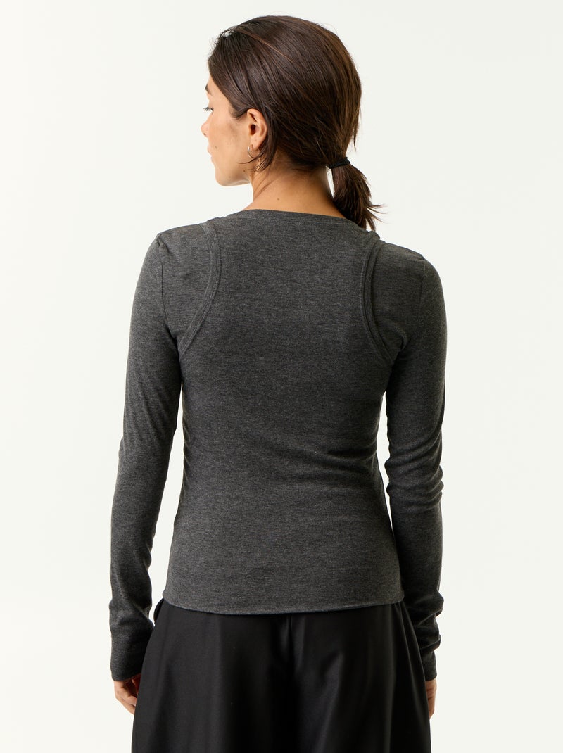 T-Shirt im 2-in-1-Look mit Tanktop Grau - Kiabi