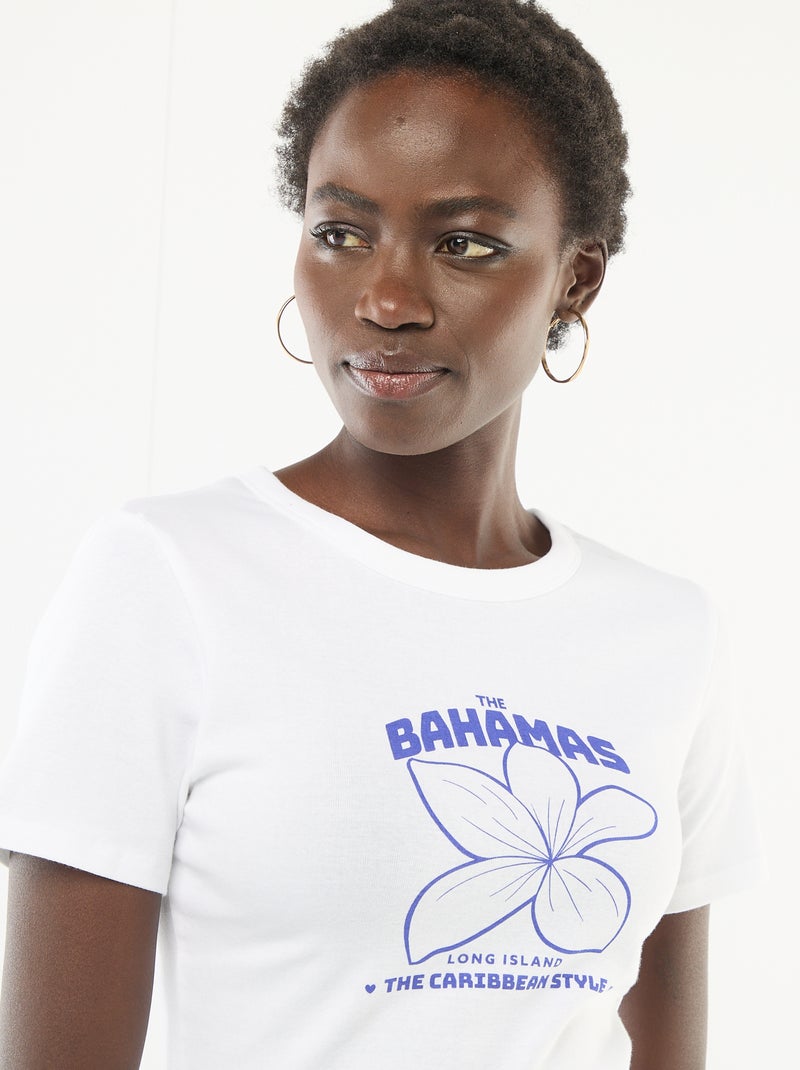 T-shirt imprimé à manches courtes à motif Blanc - Kiabi